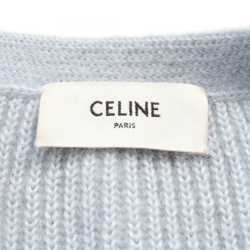 CELINE 開襟衫 針織衫 2AD24377N 絲綢 馬海毛 藍色 二手 女款 #S-2