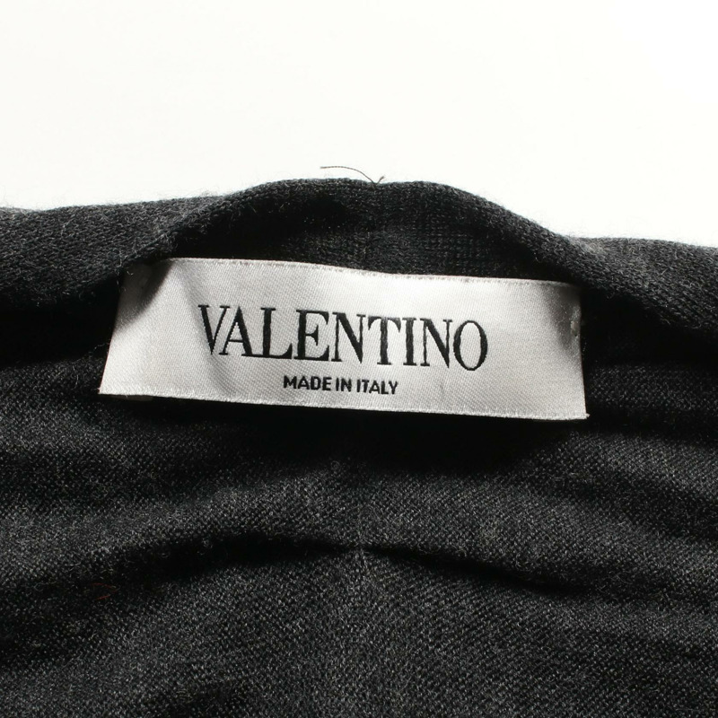 Valentino 羊毛開襟衫 羊毛 絲綢 羊絨 灰色 二手 女款 尺寸 S-2