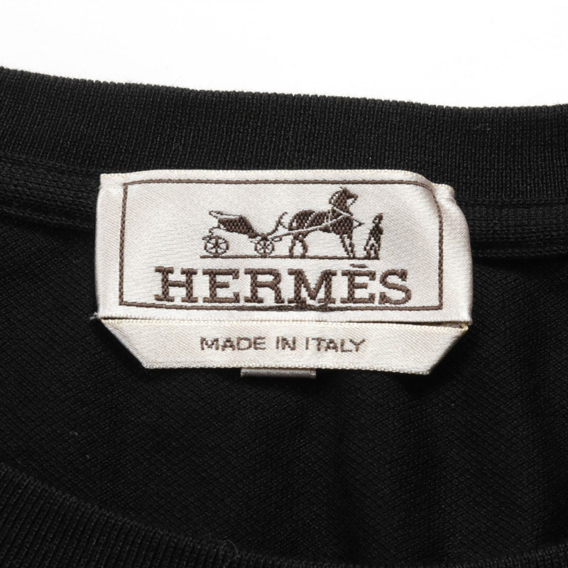 HERMES T卹 L 號 短袖 棉質 黑色 二手-2