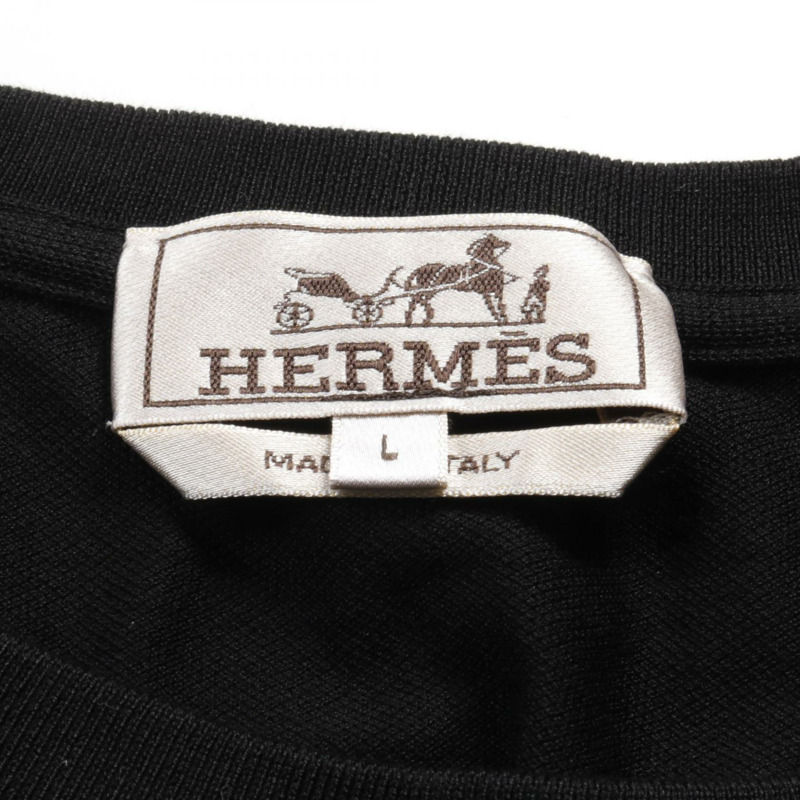 HERMES T卹 L 號 短袖 棉質 黑色 二手-5