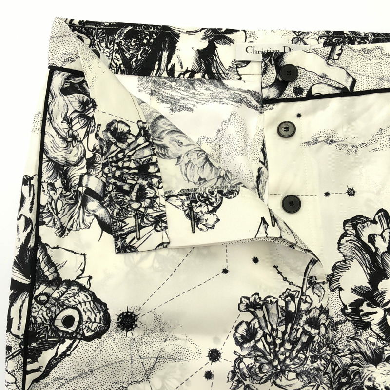 Christian Dior 寬版長褲 #36 111P38A6785 絲綢 白色 二手-4