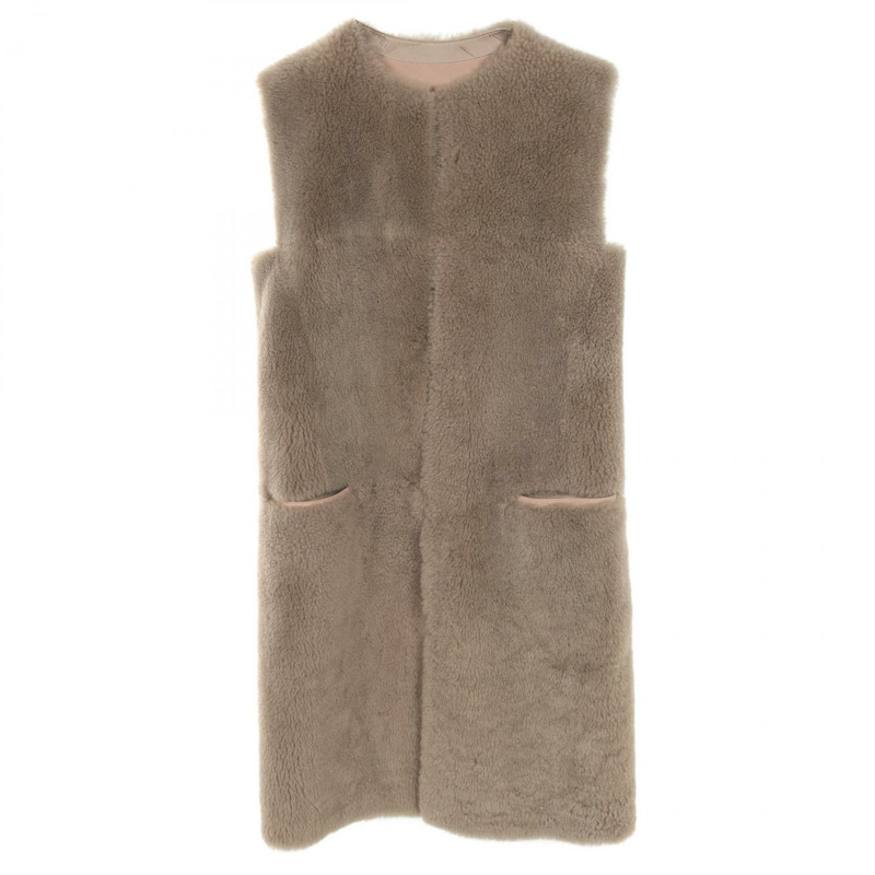 BOTTEGA VENETA 背心 406030 Mouton 羊皮 米色 二手 女款 38 碼-0