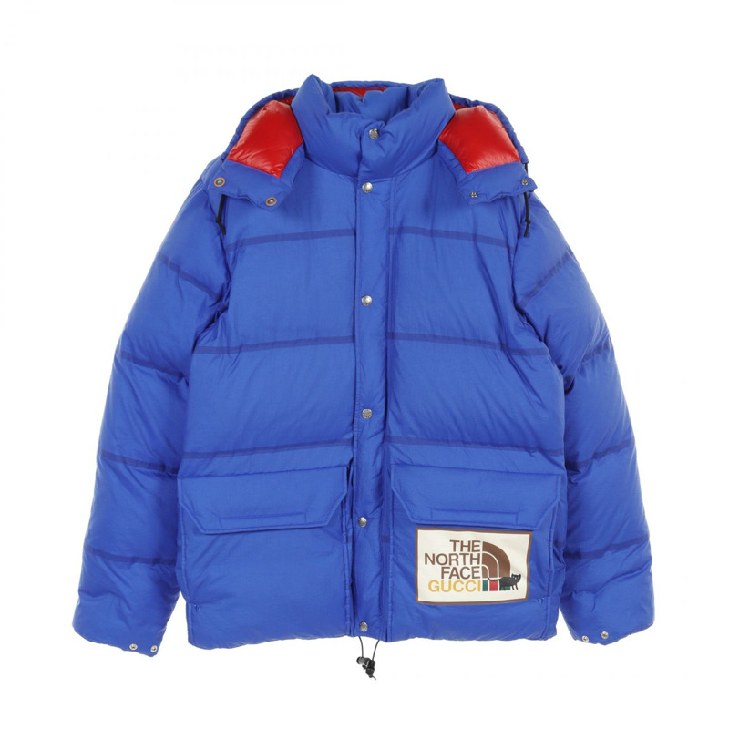 GUCCI THE NORTH FACE 羽絨外套 M 碼連帽衫 663753 尼龍 藍色 二手-0