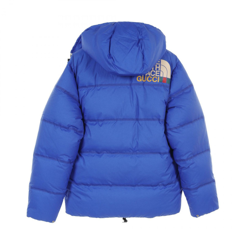 GUCCI THE NORTH FACE 羽絨外套 M 碼連帽衫 663753 尼龍 藍色 二手-1