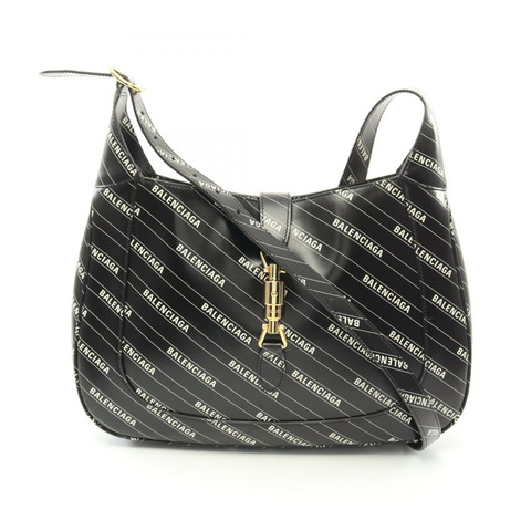 GUCCI BALENCIAGA Hacker Jackie 1961 單肩包 636712 皮革 黑色 白色 二手
