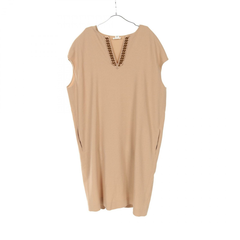 愛馬仕棕色羊毛連身裙，二手女款 #42-0