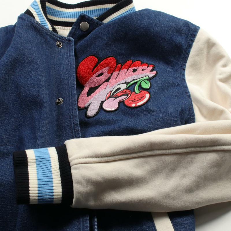 GUCCI 外套 Blouson 783819 棉質尼龍海軍藍米色二手男款 #46-6