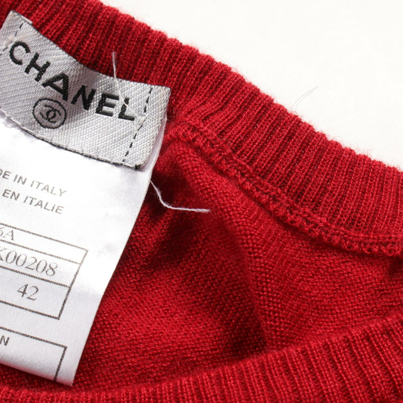 CHANEL 針織毛衣 R29561K00208 羊絨絲綢紅色二手女款 42 碼-7