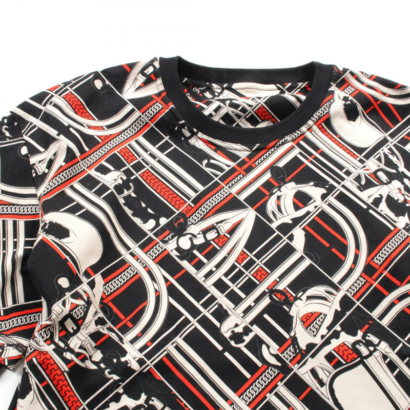 HERMES En Desordre et Chaines T 卹 #34 3H4627DX 棉質 黑色 橘色 二手-6