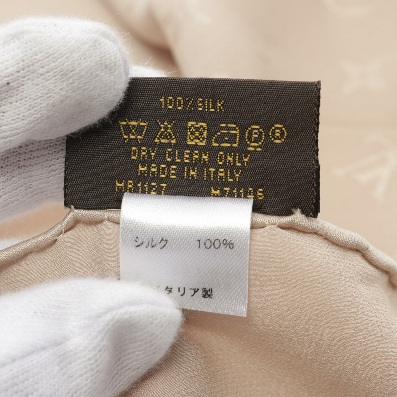 LOUIS VUITTON Carre Monaco Monogram 圍巾 M71146 絲綢 米色 二手 女士-2