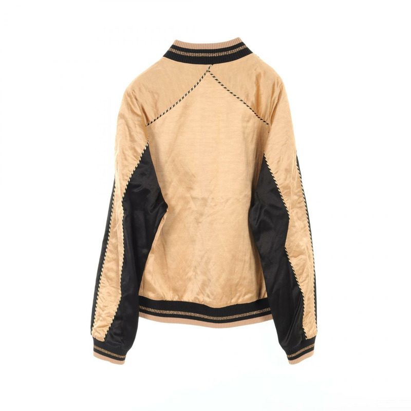 SAINT LAURENT PARIS Teddy Blouson #50 外套 643883 人造絲米色 黑色 二手-1
