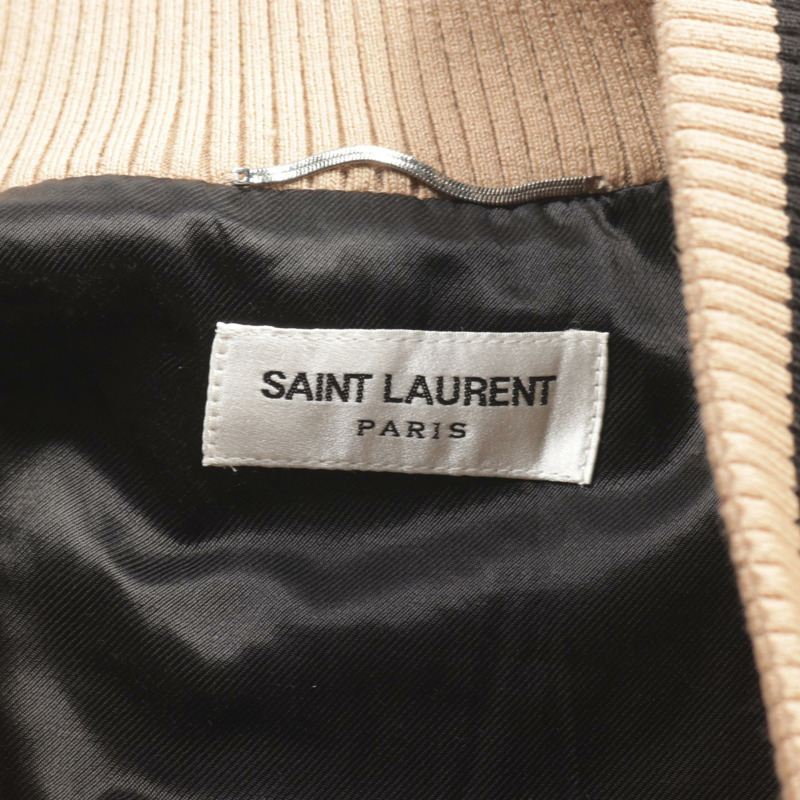 SAINT LAURENT PARIS Teddy Blouson #50 外套 643883 人造絲米色 黑色 二手-2