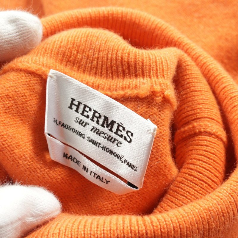 HERMES 針織衫 羊絨衫 橘色 二手 女士-4