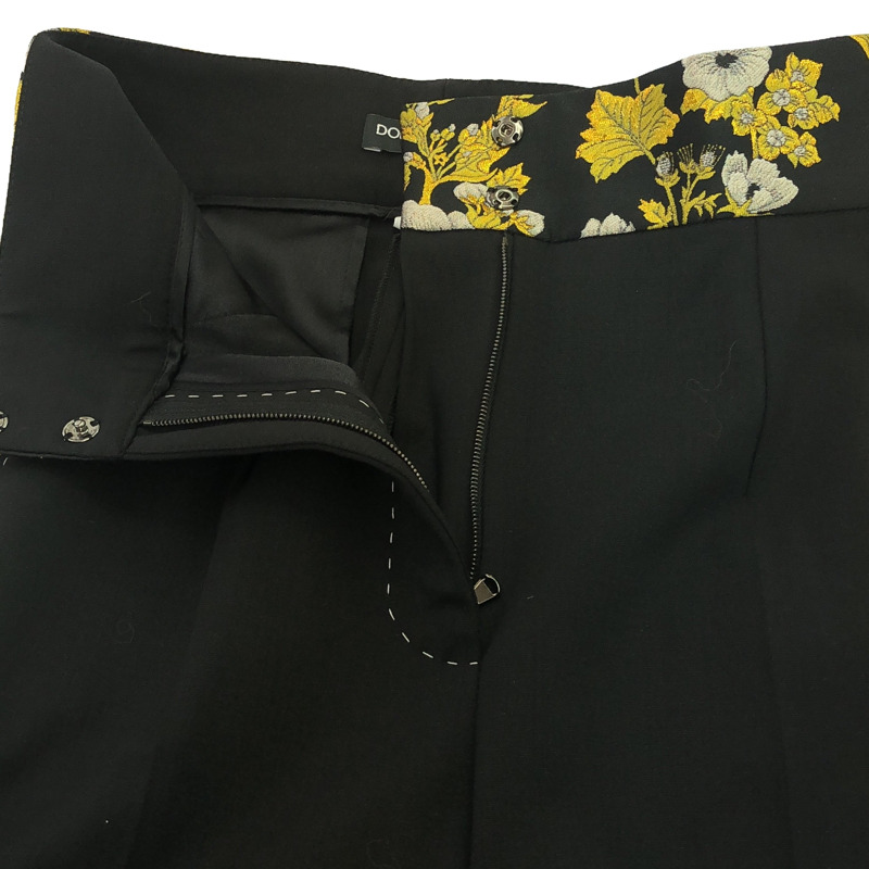 DOLCE & GABBANA 條紋休閒褲 其他下裝 羊毛 黑色 二手 女士-4
