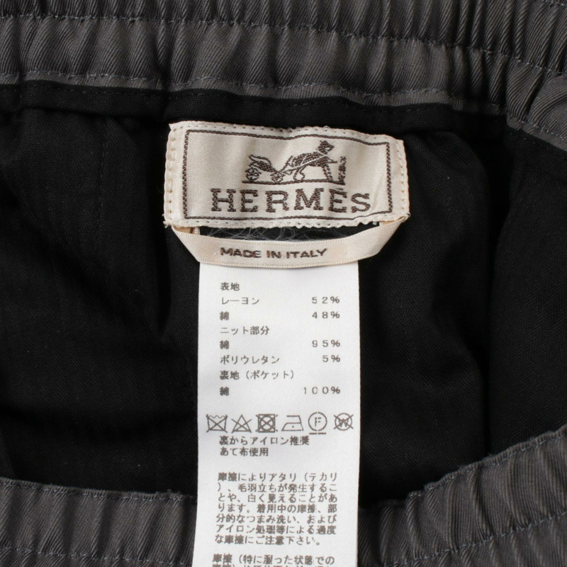 HERMES 寬鬆長褲 pantalon #38 935140H70I 人造絲棉 灰色-2