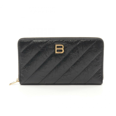 BALENCIAGA CRUSH Continental 皮夾 絎縫長皮夾 766447210J11000 皮革 黑色 全新 女款