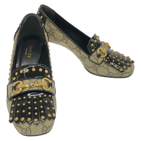 GUCCI 女鞋 PVC 塗層帆布 米色 二手