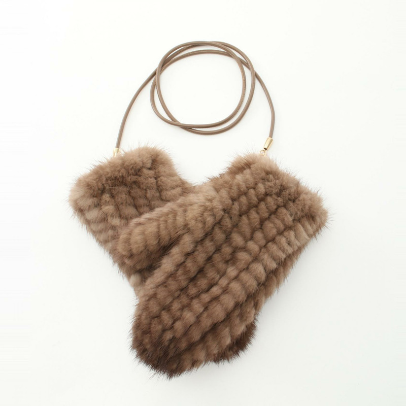 MAX MARA MINKMITT 手套 貂皮 棕色 二手 女士-0