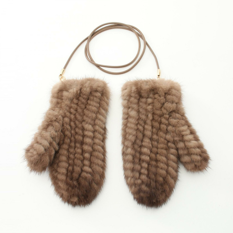 MAX MARA MINKMITT 手套 貂皮 棕色 二手 女士-1