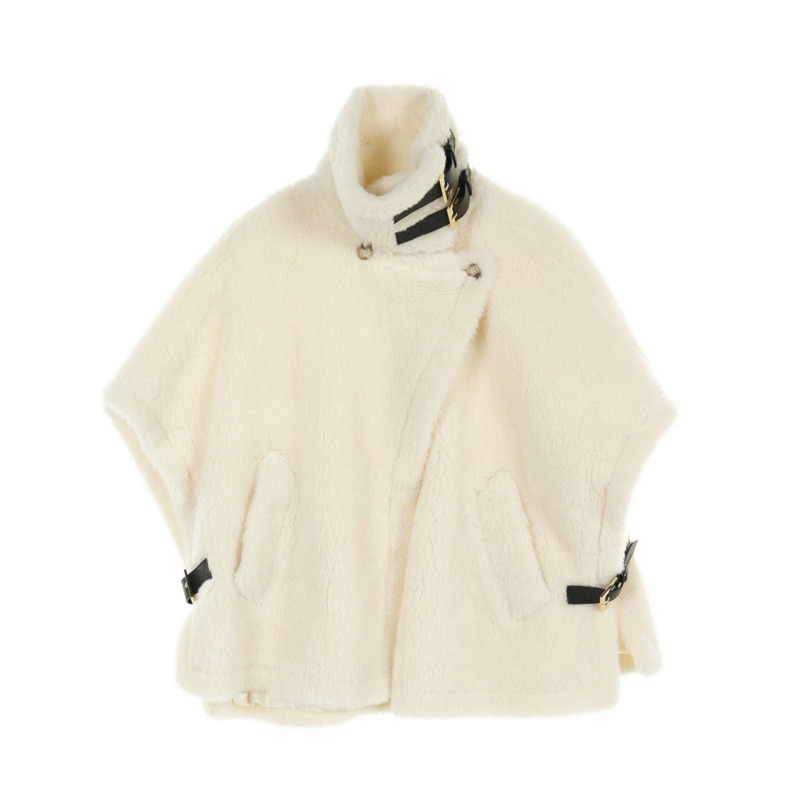 MAX MARA 泰迪熊斗篷外套 473612236 羊毛 絲綢 羊駝毛 白色 二手 女款-0