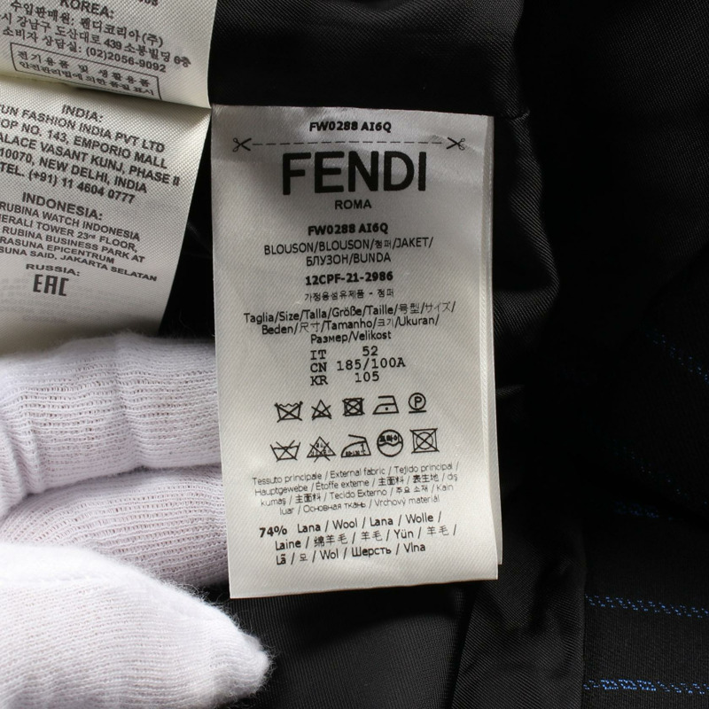 FENDI 其他外套 FW0288 AI6Q 羊毛 黑色 藍色 二手 男款-4