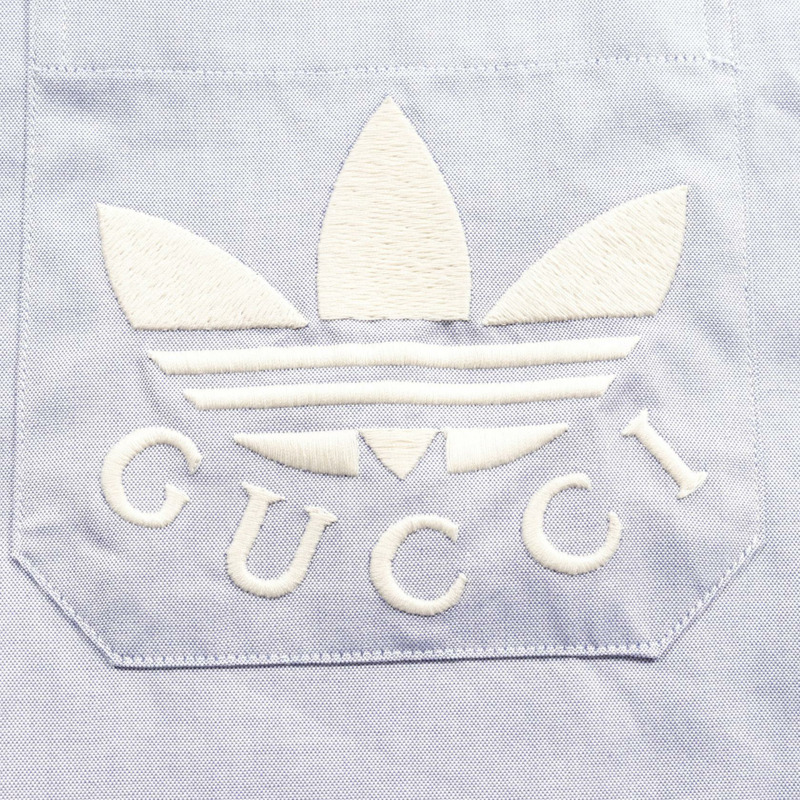 GUCCI 阿迪達斯襯衫 691521 棉質藍色二手男款 #46-10