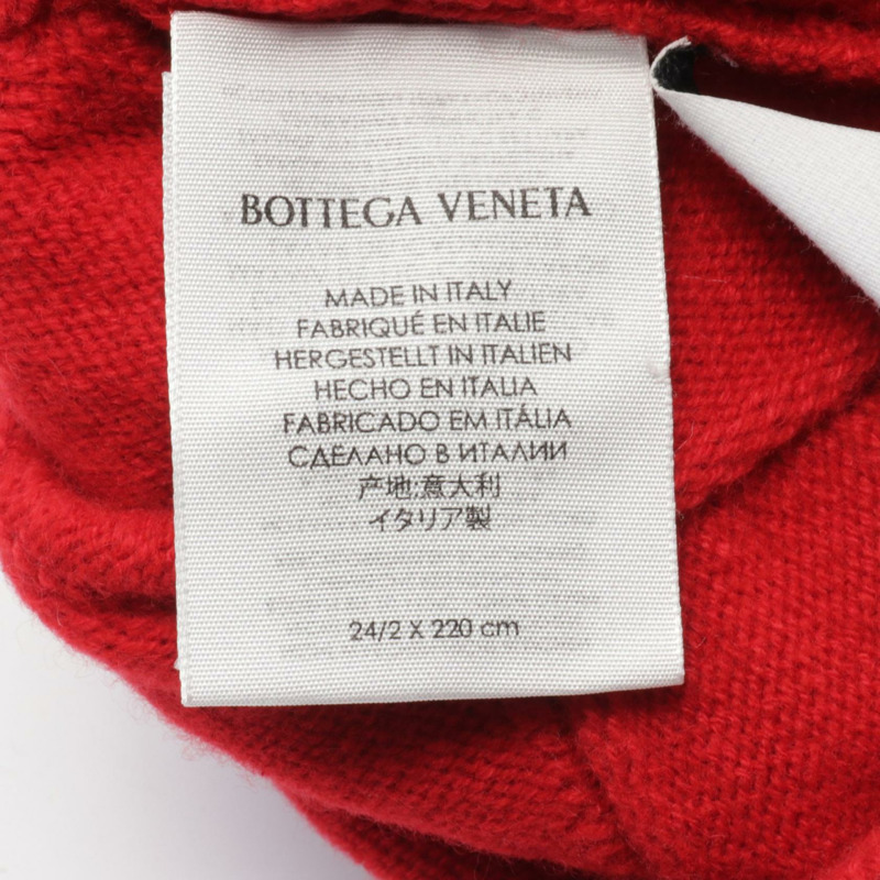 BOTTEGA VENETA Intrecciato 圍巾 羊毛 羊絨 紅色 二手 男女通用-4