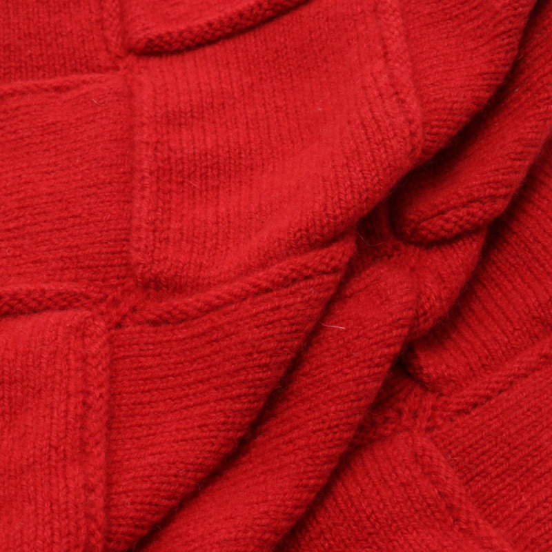 BOTTEGA VENETA Intrecciato 圍巾 羊毛 羊絨 紅色 二手 男女通用-5