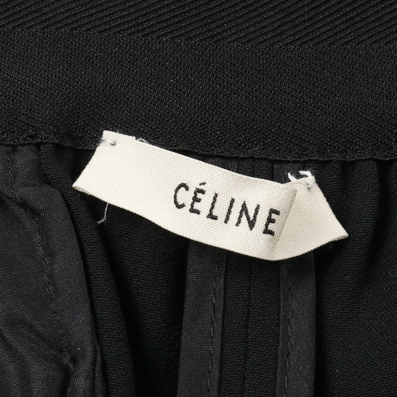 CELINE 褲子 2 1J69/3060 人造絲醋酸纖維 黑色 二手 女士-2