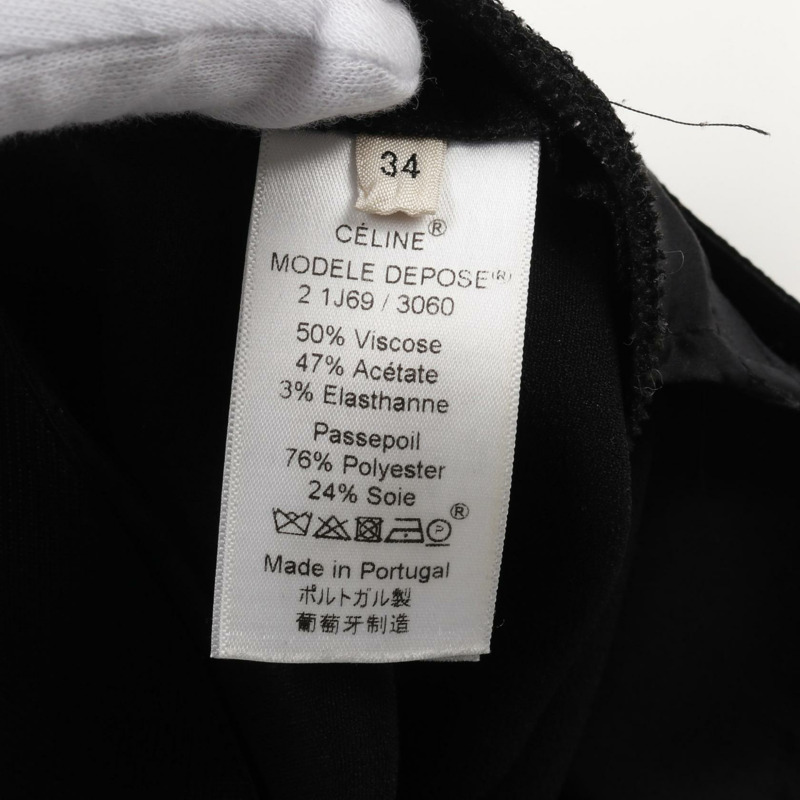CELINE 褲子 2 1J69/3060 人造絲醋酸纖維 黑色 二手 女士-3