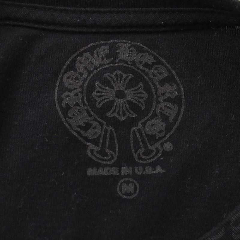 CHROME HEARTS 頸部標誌長袖 T 卹棉質黑色二手男式-2