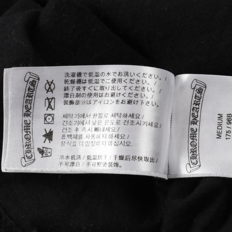 CHROME HEARTS 頸部標誌長袖 T 卹棉質黑色二手男式-4