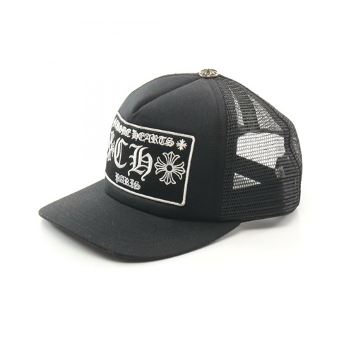 CHROME HEARTS 卡車司機帽 CH PATCH CROSS BALL 棒球帽 棉質 黑色 二手 男式