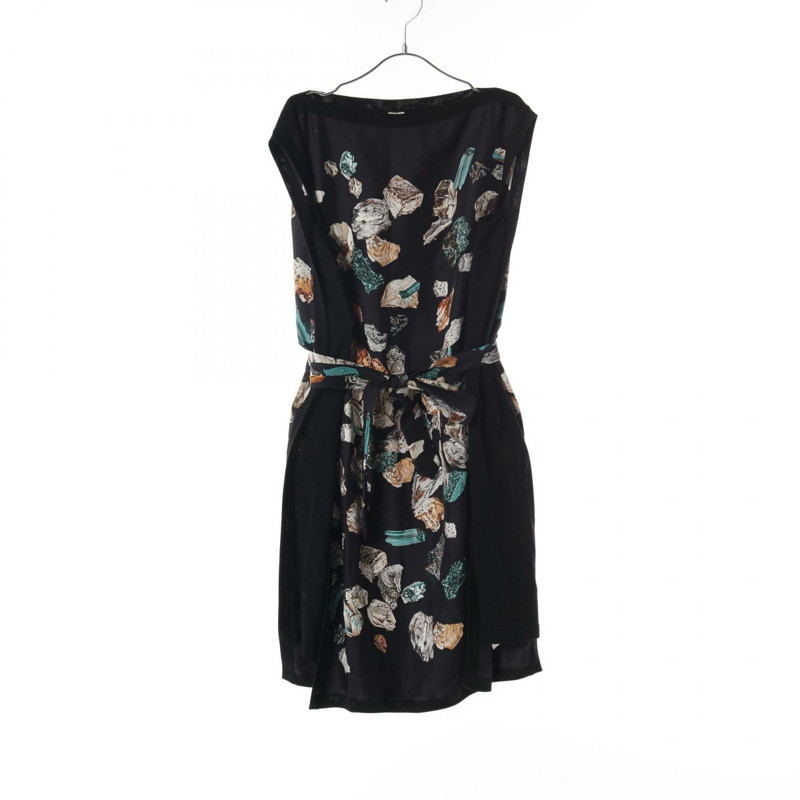 HERMES twillaine 洋裝 絲綢 羊毛 絲綢 黑色 多色 二手 女款 36 碼-0