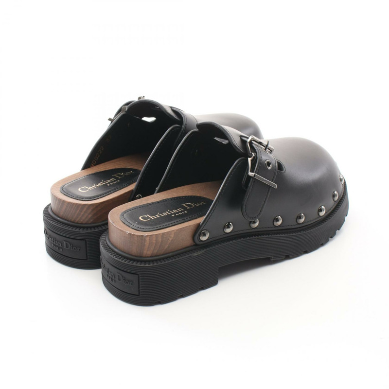 Christian Dior Diorquake Clog Sabot 皮革黑色二手女鞋 #37-1