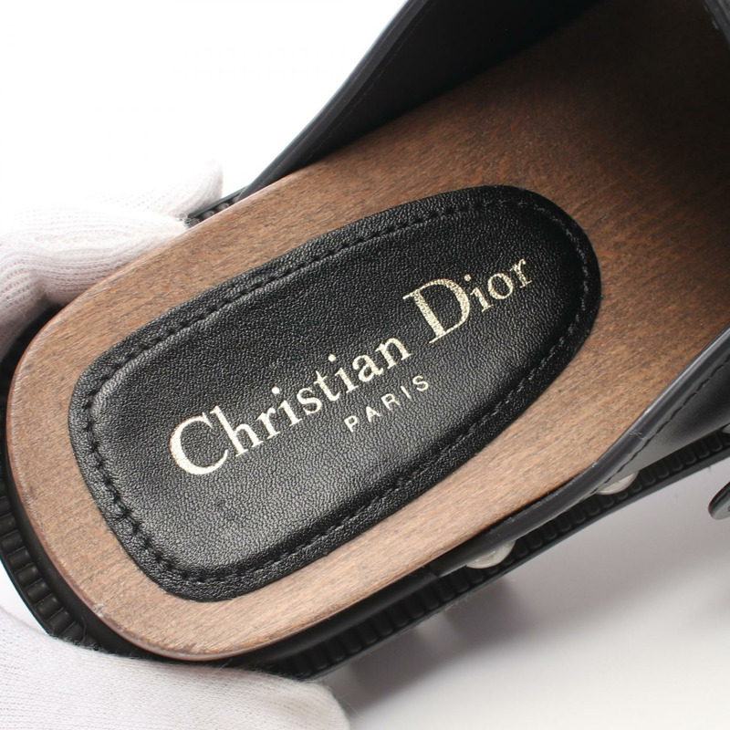 Christian Dior Diorquake Clog Sabot 皮革黑色二手女鞋 #37-4