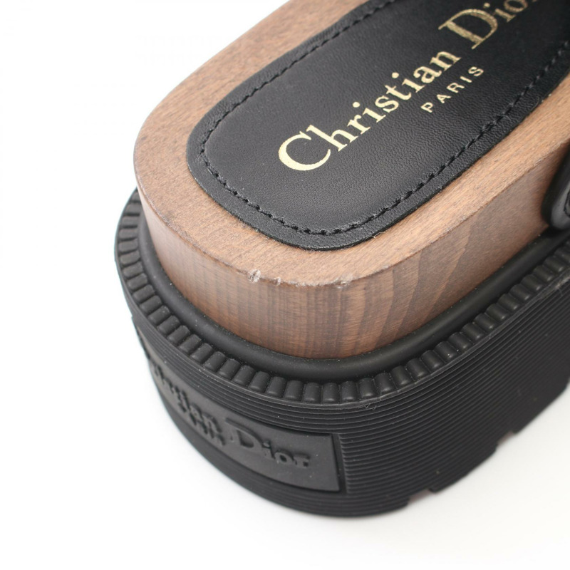 Christian Dior Diorquake Clog Sabot 皮革黑色二手女鞋 #37-5