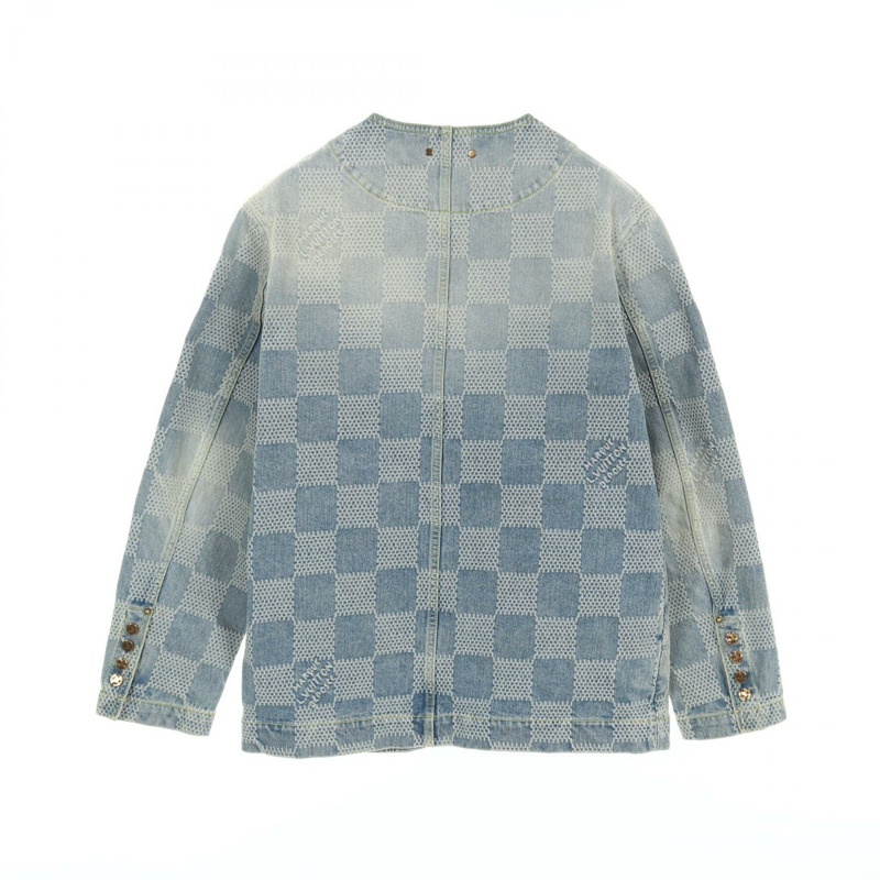 LOUIS VUITTON Damier 牛仔時尚外套 HQA70W 棉質藍色二手男款 44 碼-1