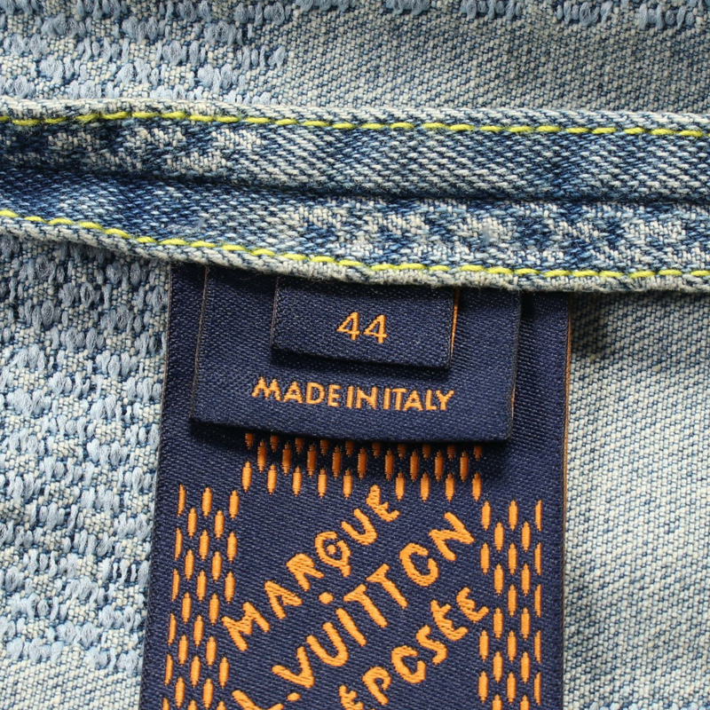 LOUIS VUITTON Damier 牛仔時尚外套 HQA70W 棉質藍色二手男款 44 碼-6