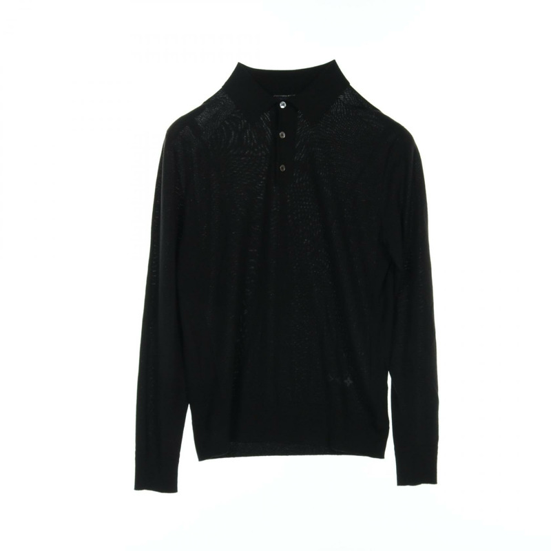 LOUIS VUITTON 字母印花 Polo 衫 HFN17W 羊毛 黑色 二手 男款 XS-0