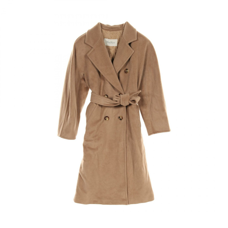MAX MARA Madame 皮革圖示大衣 其他大衣 101801 羊毛 羊絨 米色 二手 女裝-0