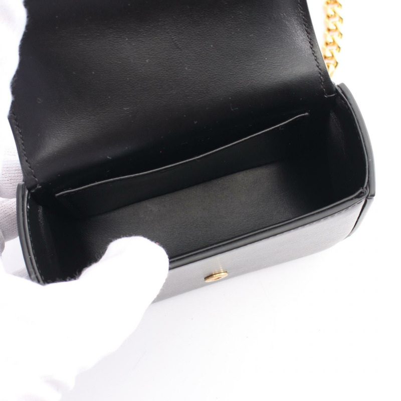 CELINE Triomphe 迷你鏈條 Claude 單肩包 10L843DPV 皮革 黑色 二手-2