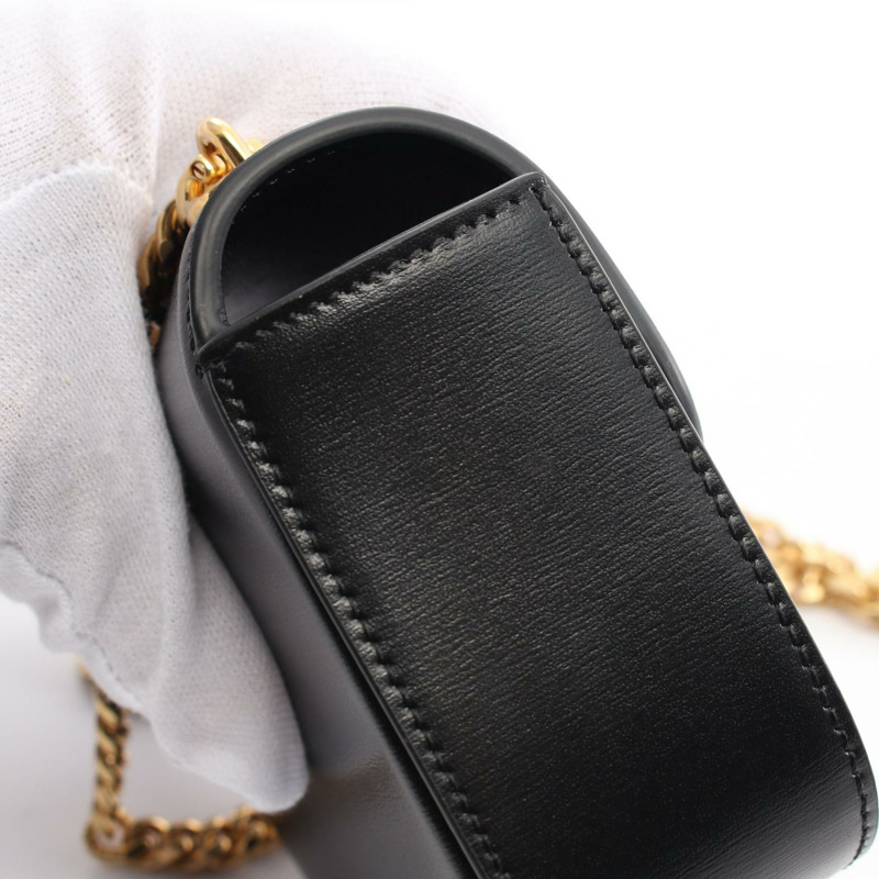 CELINE Triomphe 迷你鏈條 Claude 單肩包 10L843DPV 皮革 黑色 二手-7