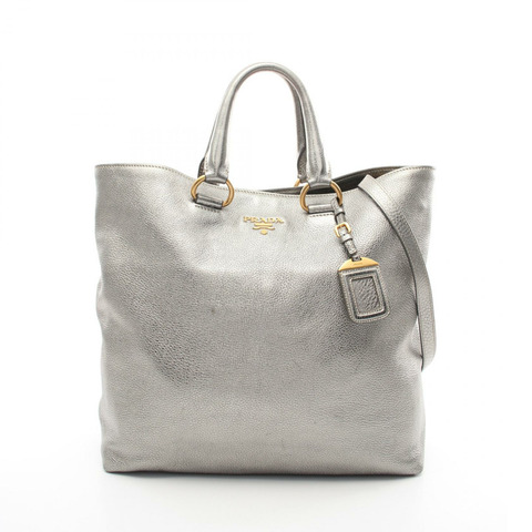 PRADA VIT.DAINO 兩用單肩包 BN1713 皮革 銀色 二手 女款 GHW