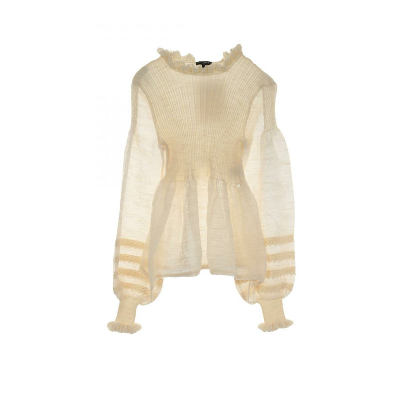 香奈兒針織毛衣 P54798K07148 羊毛尼龍混紡 米色 二手 女款 36碼-0