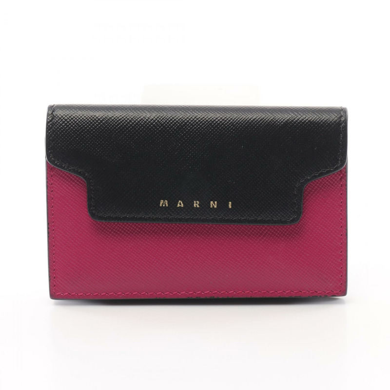 MARNI 卡夾 PFMOT05U08 皮革 黑色粉紅 二手 女款-0