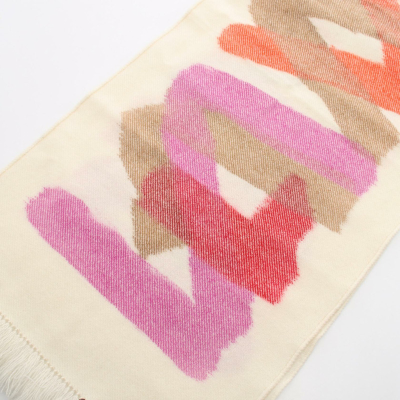 愛馬仕 Ikat Zigzag 羊絨圍巾，米色粉紅色多色，二手女款-3