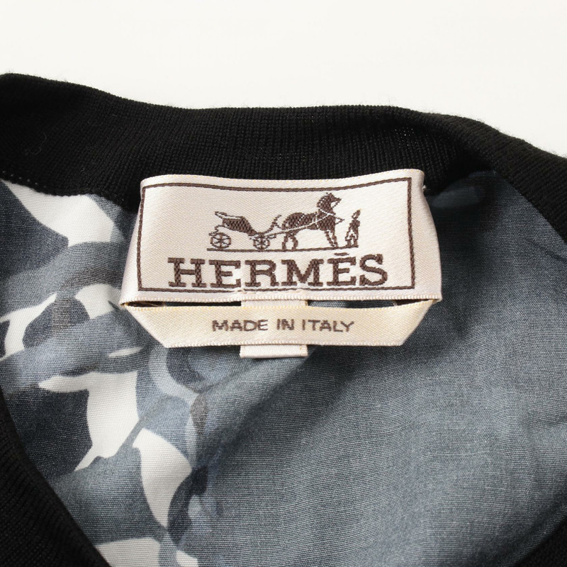 HERMES 針織毛衣 M 碼 羊毛 絲綢 棉 黑色 海軍藍 二手-2