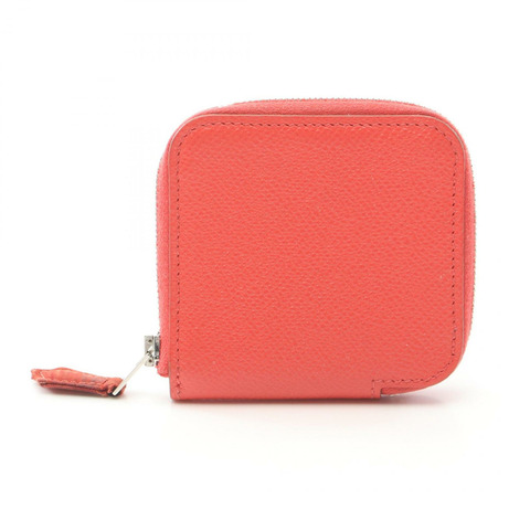 HERMES Azap Compact Mini Silk Inn 零錢包 Epsom 皮革 Rouge pivoine 二手 T