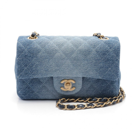 CHANEL 迷你 Matelasse 20 鏈條斜挎包 A69900 牛仔藍 二手 GHW